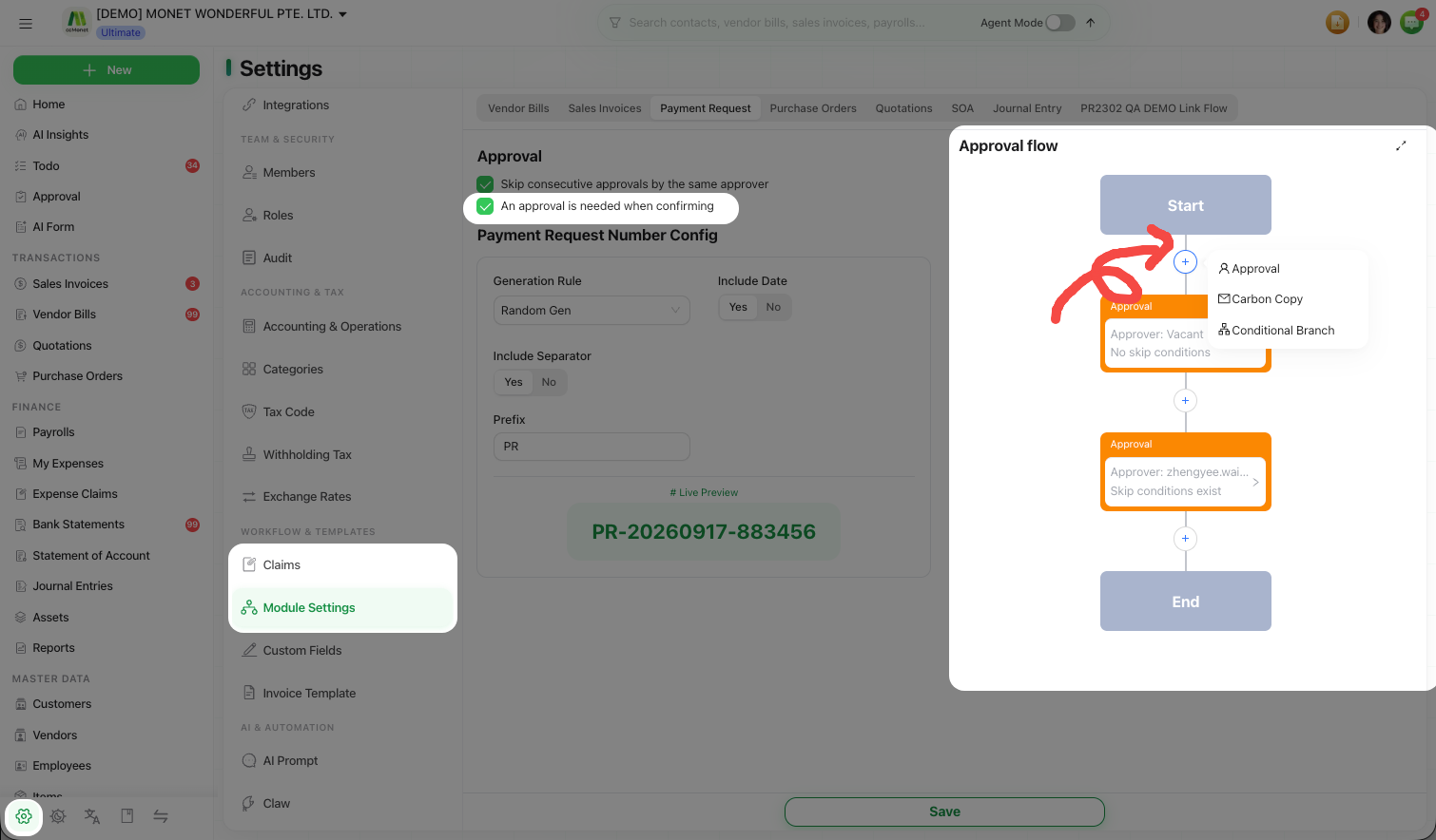 The add-approver panel with a member picker